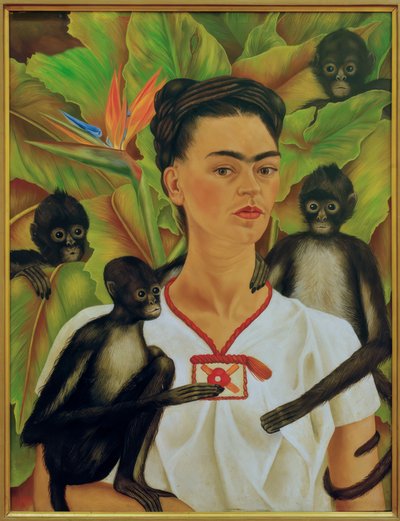 Självporträtt med apor av Frida Kahlo