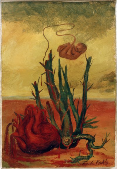 Utan titel (hjärta, kaktus och foster) av Frida Kahlo
