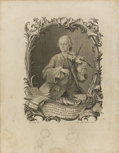 Leopold Mozart. Frontispice av försöket till en grundlig violinlärare, 1756 av Friedrich