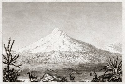 Chimborazo vulkan. (gravyr, ca 1840) av Friedrich Alexander Baron von (after) Humboldt