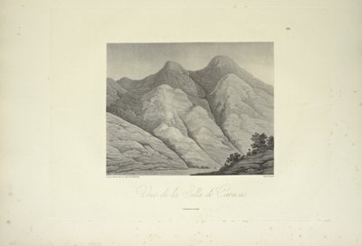 Vy över Silla de Caracas, tecknad av Marchais, graverad av Bouquet, illustration från 