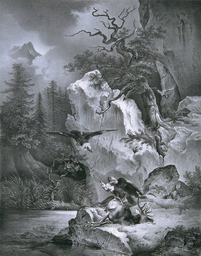 Gamar med döda rådjur av Friedrich August Mathias Gauermann