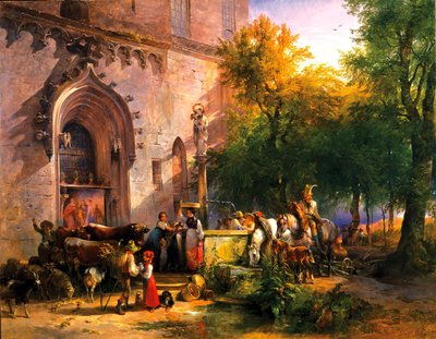Vid klosterfontänen, 1836 av Friedrich August Matthias Gauermann