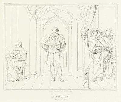 Hamlet, akt III, scen 1 (gravyr) av Friedrich August Moritz Retzsch