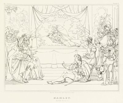 Hamlet, akt III, scen 2 (gravyr) av Friedrich August Moritz Retzsch