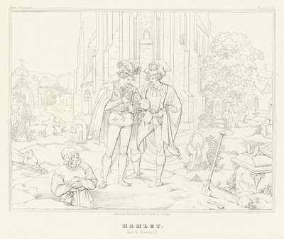 Hamlet, Akt V, Scen 1 (gravyr) av Friedrich August Moritz Retzsch