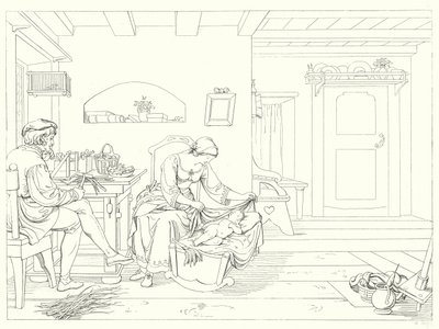 Illustration till Schillers Lied von der Glocke, eller Klockans sång (gravyr) av Friedrich August Moritz Retzsch