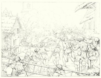 Illustration till Schillers Lied von der Glocke, eller Klockans sång (gravyr) av Friedrich August Moritz Retzsch