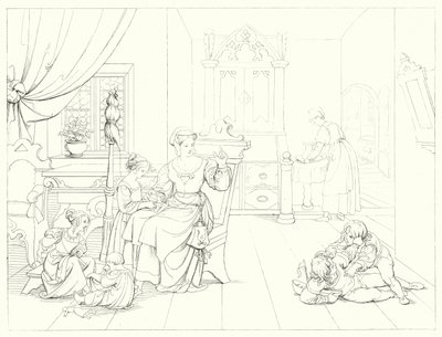 Illustration till Schillers Lied von der Glocke, eller Klockans sång (gravyr) av Friedrich August Moritz Retzsch