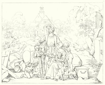 Illustration till Schillers Lied von der Glocke, eller Klockans sång (gravyr) av Friedrich August Moritz Retzsch