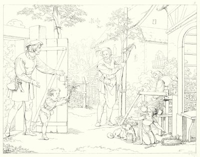 Illustration till Schillers Lied von der Glocke, eller Klockans sång (gravyr) av Friedrich August Moritz Retzsch
