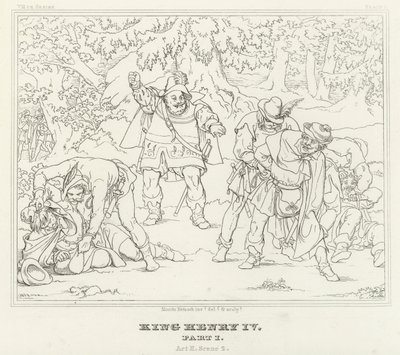 Kung Henrik IV, del I, akt II, scen 2 (gravyr) av Friedrich August Moritz Retzsch