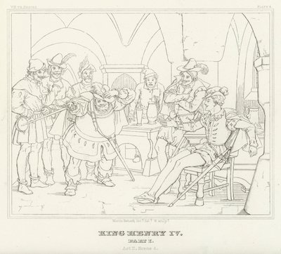 Kung Henrik IV, del I, akt II, scen 4 (gravyr) av Friedrich August Moritz Retzsch
