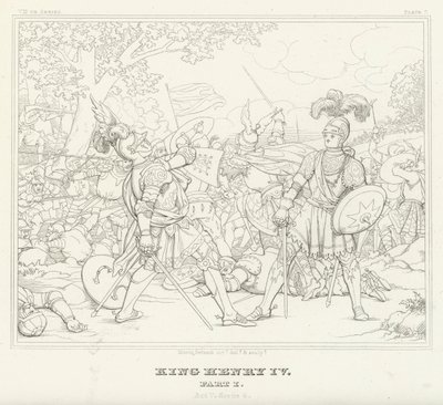Kung Henrik IV, del I, akt V, scen 4 (gravyr) av Friedrich August Moritz Retzsch