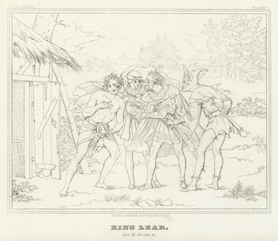 King Lear, akt III, scen 4 (gravyr) av Friedrich August Moritz Retzsch