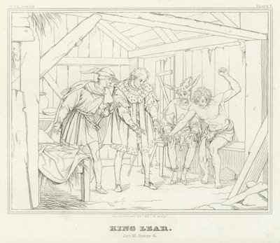 King Lear, akt III, scen 6 (gravyr) av Friedrich August Moritz Retzsch