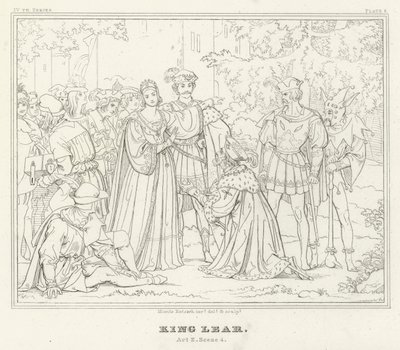 King Lear, akt II, scen 4 (gravyr) av Friedrich August Moritz Retzsch