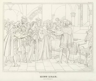 King Lear, akt I, scen 1 (gravyr) av Friedrich August Moritz Retzsch