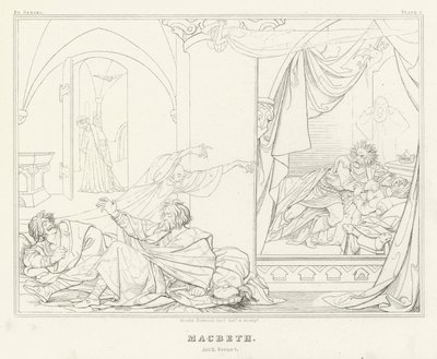 Macbeth, akt II, scen 1 (gravyr) av Friedrich August Moritz Retzsch