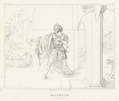 Macbeth, akt II, scen 1 (gravyr) av Friedrich August Moritz Retzsch