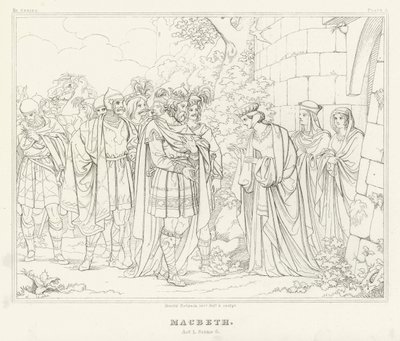 Macbeth, akt I, scen 6 (gravyr) av Friedrich August Moritz Retzsch