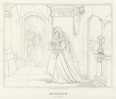 Macbeth, Akt V, Scen 1 (gravyr) av Friedrich August Moritz Retzsch