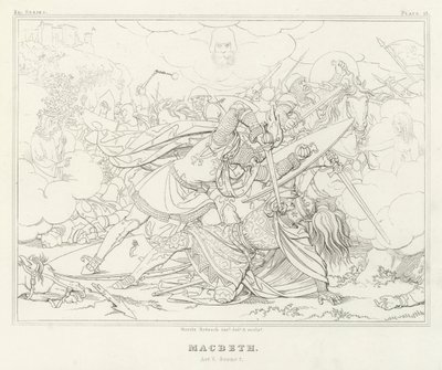 Macbeth, Akt V, Scen 7 (gravyr) av Friedrich August Moritz Retzsch
