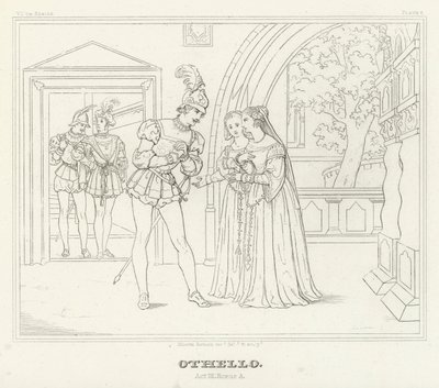 Othello, akt III, scen 3 (gravyr) av Friedrich August Moritz Retzsch
