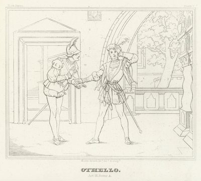 Othello, akt III, scen 3 (gravyr) av Friedrich August Moritz Retzsch