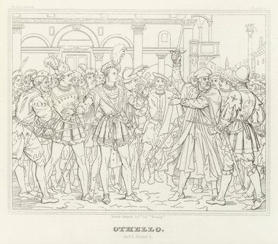 Othello, akt I, scen 2 (gravyr) av Friedrich August Moritz Retzsch