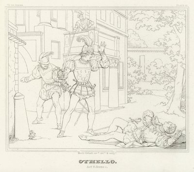 Othello, Akt V, Scen 1 (gravyr) av Friedrich August Moritz Retzsch