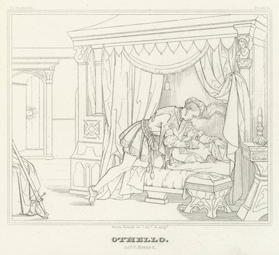 Othello, Akt V, Scen 2 (gravyr) av Friedrich August Moritz Retzsch