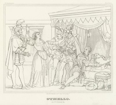 Othello, Akt V, Scen 2 (gravyr) av Friedrich August Moritz Retzsch