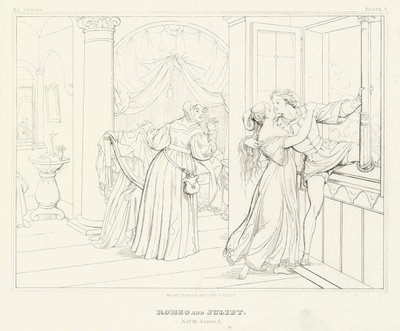 Romeo och Julia, akt III, scen 5 (gravyr) av Friedrich August Moritz Retzsch