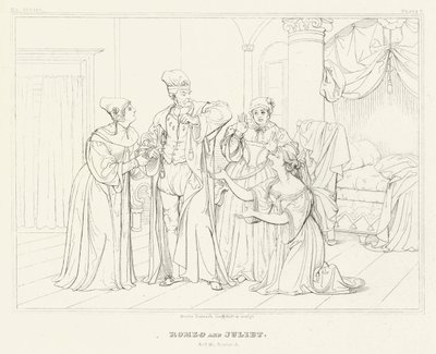 Romeo och Julia, akt III, scen 5 (gravyr) av Friedrich August Moritz Retzsch