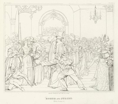 Romeo och Julia, akt I, scen 5 (gravyr) av Friedrich August Moritz Retzsch