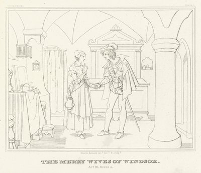 The Merry Wives of Windsor, akt III, scen 4 (gravyr) av Friedrich August Moritz Retzsch