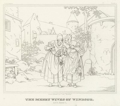 The Merry Wives of Windsor, Akt II, Scene 1 (gravyr) av Friedrich August Moritz Retzsch