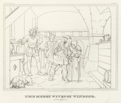 The Merry Wives of Windsor, akt II, scen 2 (gravyr) av Friedrich August Moritz Retzsch