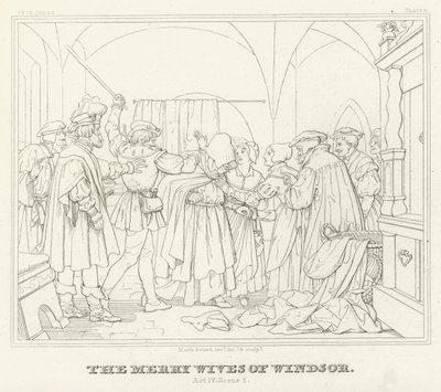 The Merry Wives of Windsor, akt IV, scen 2 (gravyr) av Friedrich August Moritz Retzsch