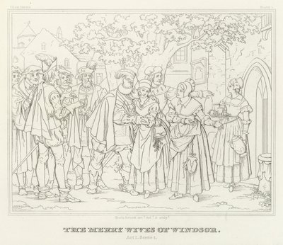 The Merry Wives of Windsor, Akt I, Scene 1 (gravyr) av Friedrich August Moritz Retzsch