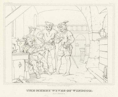 The Merry Wives of Windsor, Akt I, Scene 3 (gravyr) av Friedrich August Moritz Retzsch