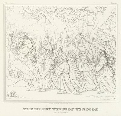 The Merry Wives of Windsor, Akt V, Scene 3 (gravyr) av Friedrich August Moritz Retzsch