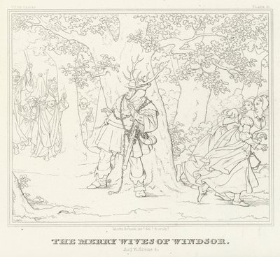 The Merry Wives of Windsor, Akt V, Scene 4 (gravyr) av Friedrich August Moritz Retzsch