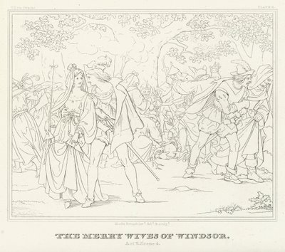 The Merry Wives of Windsor, Akt V, Scene 4 (gravyr) av Friedrich August Moritz Retzsch