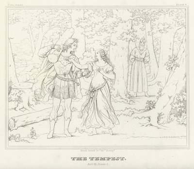Stormen, akt III, scen 1 (gravyr) av Friedrich August Moritz Retzsch