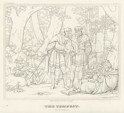 Stormen, akt II, scen 1 (gravyr) av Friedrich August Moritz Retzsch