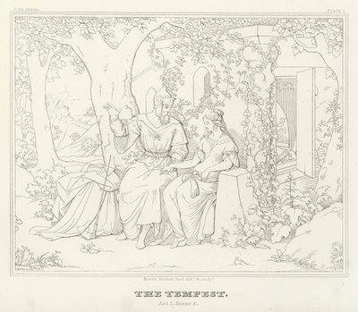 Stormen, akt I, scen 2 (gravyr) av Friedrich August Moritz Retzsch