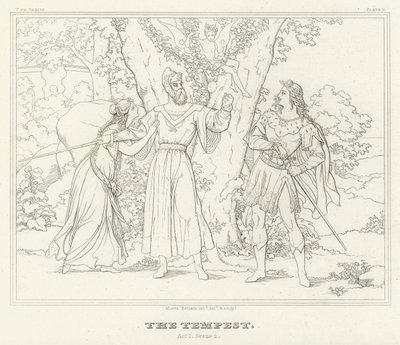 Stormen, akt I, scen 2 (gravyr) av Friedrich August Moritz Retzsch
