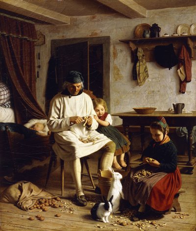 Familjesysslor, 1859 av Friedrich Edouard Meyerheim